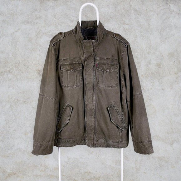 Levi's Other - Vintage Green Levi's Jacket Utility Chore Fleece Lined XL Mens Military Twill